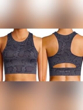 AllFenix Snakeskin Sports Bra Racerback Blue Black Cropped Activewear S